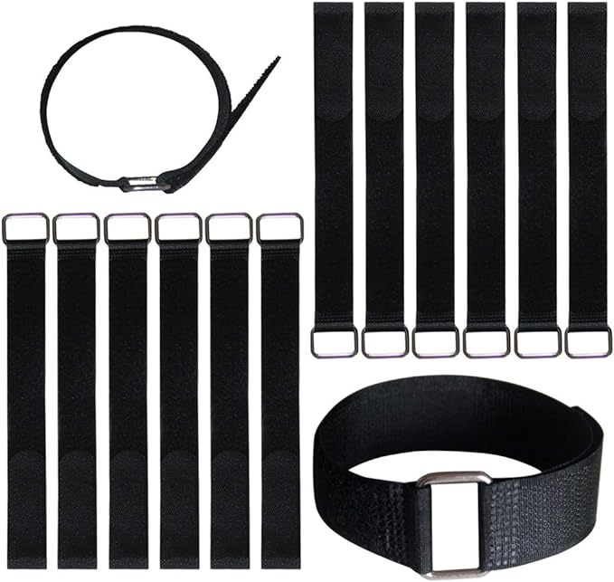 12 inch Reusable Fastening Cable Straps - Hook and Loop Fixing Straps - 12 Pack