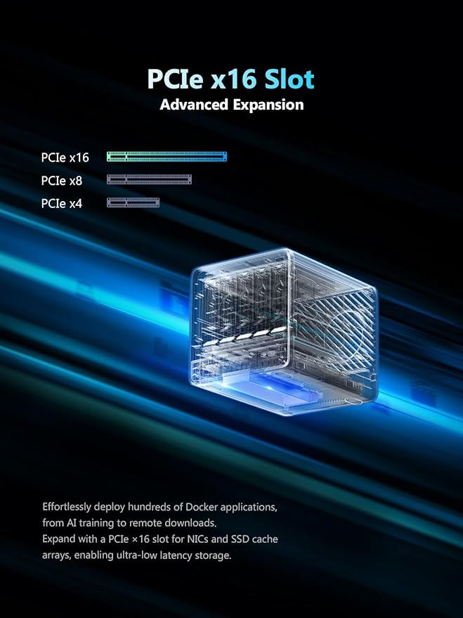 MINISFORUM N5 Pro 5-Bay Desktop AI NAS, AMD Ryzen AI 9 HX PRO 370(12C/24T) CPU, 96GB DDR5 ECC RAM, 128G SSD, 1x10GbE, 1x5GbE, 2xUSB4, 8K HDMI, OCuLink, M.2/U.2 Slot, Network Attached Storage(Diskless)