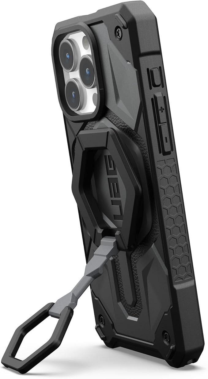 URBAN ARMOR GEAR UAG Magnetic Phone Ring Stand Compatible with MagSafe Magnet, Removable Metal Finger Ring Grip & 360 Rotation Adjustable Kickstand for iPhone 16/15, Galaxy S25, S24, Black/Silver