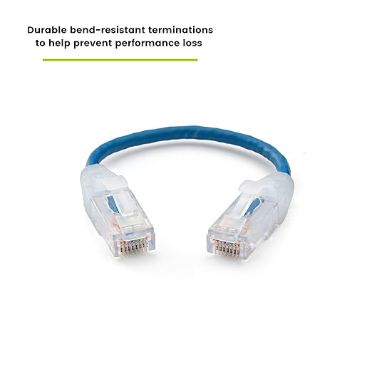 TRUECABLE Cat6 Component Rated Patch Cable, Unshielded (U/UTP), 6in, Blue, 28AWG Solid Copper, Snagless 10G High-Speed Ethernet Cable, PoE++ 4PPoE 100W, UL Listed, RoHS-3, 1 Pack