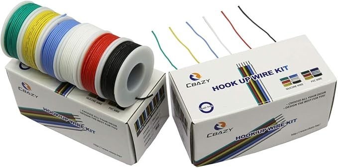 CBAZY™ Hook up Wire Kit (Stranded Wire Kit) 20 Gauge Flexible Silicone Rubber Electric Wire 6 Colors 19.6 feet Each 20 AWG
