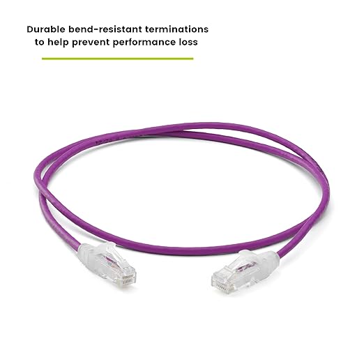 TRUECABLE Cat6 Component Rated Patch Cable, Unshielded (U/UTP), 2ft, Purple, 28AWG Solid Copper, Snagless 10G High-Speed Ethernet Cable, PoE++ 4PPoE 100W, UL Listed, RoHS-3, 1 Pack