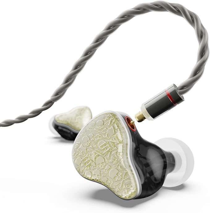 BASN Bmaster5 in Ear Monitors, 1DLC Diaphragm+4BA 5 Drivers IEM Earphones with Silver-Plated OFC Cable, Noise Isolation Wired Earbuds for Musicians (Starlight Gold)