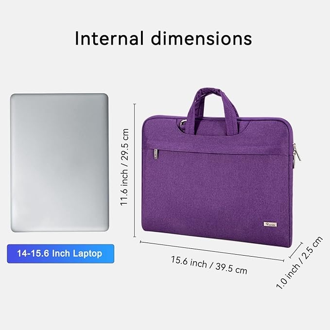 Voova Laptop Bag 15.6 Inch for Women, Waterproof Computer Sleeve Carrying Case with Shoulder Straps & Handle Compatible with Macbook Air 15, MacBook Pro 15/16, 15-16 Inch Hp Dell Lenovo Asus, Purple