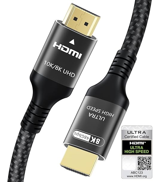 Certified 10K 8K HDMI 2.1 Cable 13 FT, 48Gbps Ultra High Speed HDMI Cable with Ethernet 4K 240Hz 165Hz 144Hz 120Hz 8K60Hz eARC HDCP2.3 HDR10+ PC Laptop TV Monitor Projector