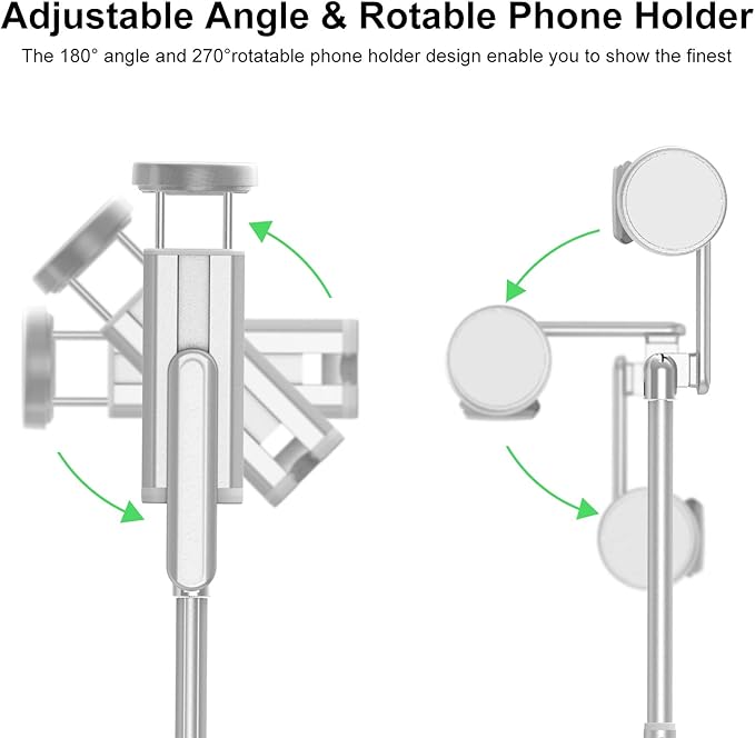 ATUMTEK Selfie Stick Tripod, Extendable 3 in 1 Aluminum Bluetooth Selfie Stick with Wireless Remote and Tripod Stand for iPhone 16/15/14/13/12/11/11 Pro/XS Max/XS/XR/X/8/7, Samsung Smartphones, White