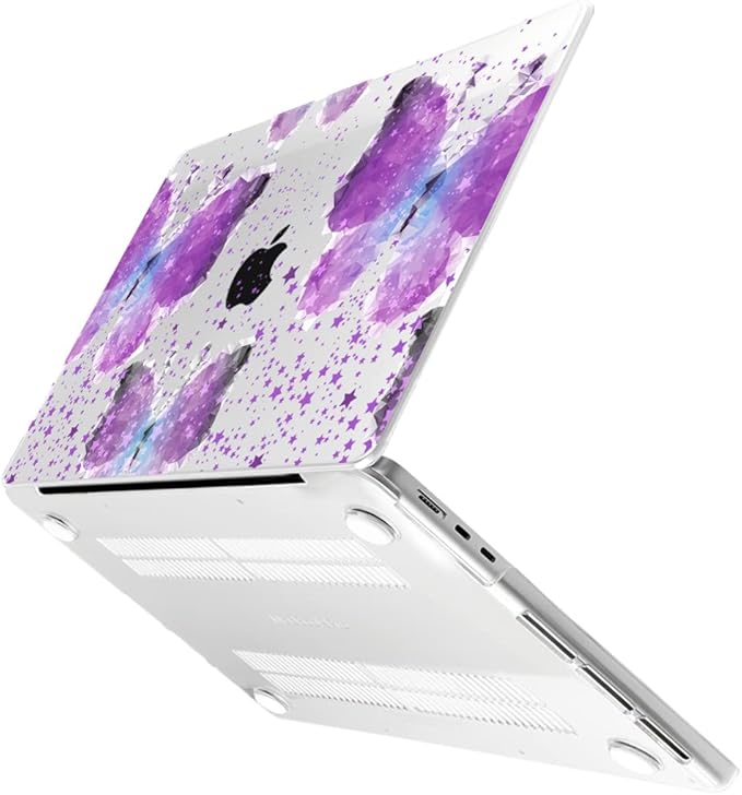 MEEgoodo Case for M4/M3/M2 MacBook Air 13.6 inch Case 2025 2024 2022, Fit Model A3240/A3113/A2681, Laptop Hard Shell with Keyboard Cover Compatible with MacBook Air 13 inch, Purple Butterfly