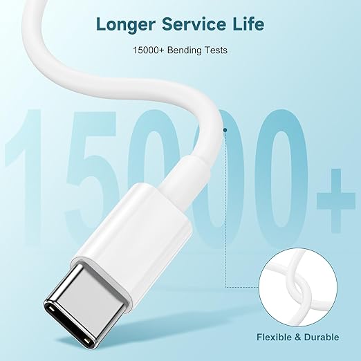 60W USB C to Cable [3Pack] iPhone 15 Fast Charging Cable,3ft Short USB-C to USBC Power Cord for iPhone 16/15 Pro Plus Pro Max, MacBook Pro Air/IPad/iPad Pro 12.9/11,AirPods 4(White)