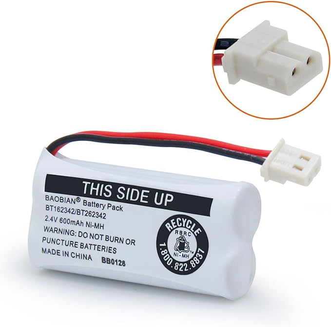 BT162342 BT262342 Battery Compatible with for BT183342 BT283342 BT166342 BT266342 VTech CS6114 CS6419 CS6719 at&T EL52300 CL80111 Cordless Phone (Pack of 2)
