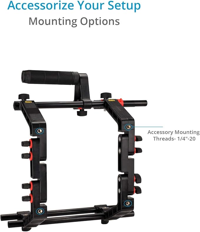 Camera Shoulder Support Rig Kit with Cage & Matte Box for DSLRs Video Camcorder. Adjustable Brackets & Handles. Fits Multiple Lenes Diameter up to 95m. 4x4 Filter Holders. (FC-02)
