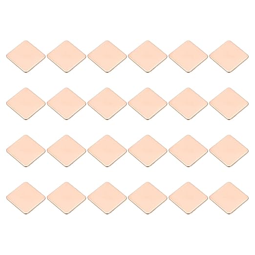 PATIKIL Copper Heatsink Pad Shims, 24 Pcs 20x20x1.2mm Copper Pad Shim IC Chipset GPU CPU Thermal Heatsink for Cooling Laptop Desktop Computer