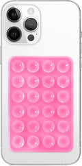 Silicone Suction Phone Case Mount, Non Slip Sticky Phone Grip for Cellphone, Silicon Adhesive Suction Cup Phone Mount, Strong Grip Holder for Selfies and Videos (Pink)