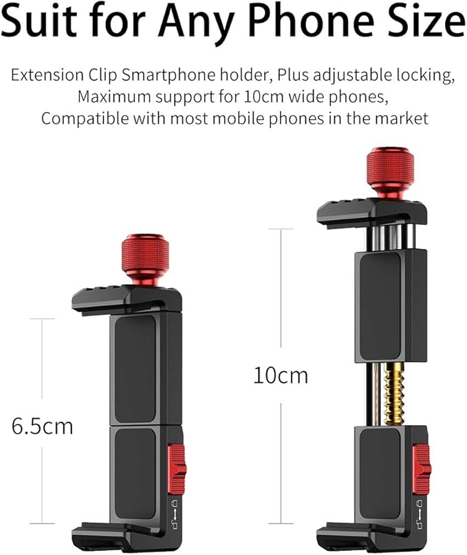 Cell Phone Tripod Mount, ULANZI ST-14 Smartphone Tripod Mount Adapter Aluminum with Cold Shoe, 360° Cell Phone Stand Holder Clamp for iPhone16 15 14 13 12 11 Max Pro iPhone X XR Xs 6 7 Plus