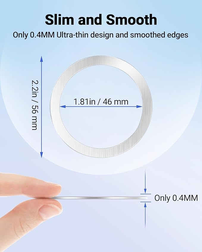 Magnetic Wireless Charging Magsafe Ring-6 PCS,Ultra-Thin(0.4mm) Magsafe Sticker, Compatible with iPhone 16/15/14/13 Series,Samsung Galaxy,Google Pixel Series,Magsafe Accessories-3Black&3Silver
