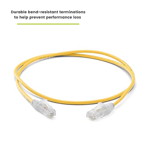 TRUECABLE Cat6 Component Rated Patch Cable, Unshielded (U/UTP), 2ft, Yellow, 28AWG Solid Copper, Snagless 10G High-Speed Ethernet Cable, PoE++ 4PPoE 100W, UL Listed, RoHS-3, 5 Pack