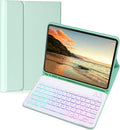 Keyboard Case for Galaxy Tab A8 10.5 Inch 2022, Slim Lightweight 7 Color Rainbow Backlight Detachable Magnetic Keyboard Cover with S Pen Holder,Mint Green