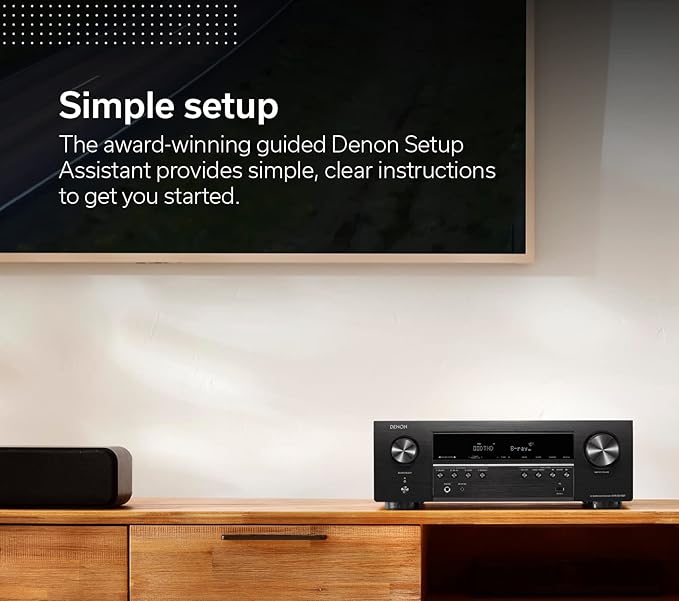 Denon AVR-S570BT 5.2 Channel AV Receiver - 8K Ultra HD Audio & Video, Enhanced Gaming Experience, Wireless Streaming via Built-in Bluetooth, (4) 8K HDMI Inputs, Supports eARC, HD Setup Assistant