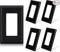 ELEGRP 1-Gang Screwless Decorative Wall Plates, Standard Size Unbreakable Thermoplastic Faceplate Cover for Decorator Receptacle Outlet Switch, UL Listed (5 Pack, Glossy Black)