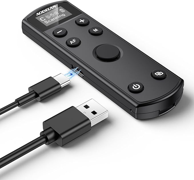 AODELAN for Canon Rechargeable Wireless Shutter Release Camera Remote Control Zoom Focus Compatible with R50,G7X Mark III,R6 Mark II,R5,R6,M6 Mark II,M200,M50,90D,200D,Replace Canon BR-E1(Black)