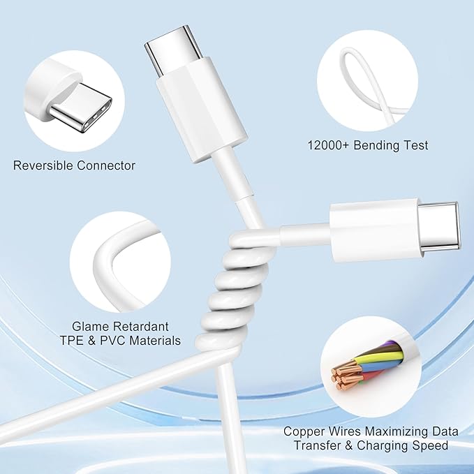 iPhone 16 15 Charger Fast Charging Block,Dual Port USB A/C Charger Adapter Plug,2Pack Quick Double USB A/C Wall Power Plug,6FT USBC to C Cable for iPhone 16 ProMax/16 Pro/16 Plus/15 ProMax/15/iPad Pro