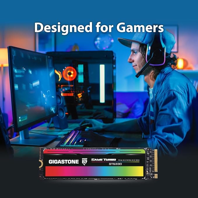Gigastone M.2 SSD 1TB PCIe 3.0 NVMe SSD 3,400MB/s Internal Gaming Solid State Hard Drives Upgrade PC Laptop Storage High Speed Response for Gamers Graphic Design Creators IT Pros PCIe Gen3x4