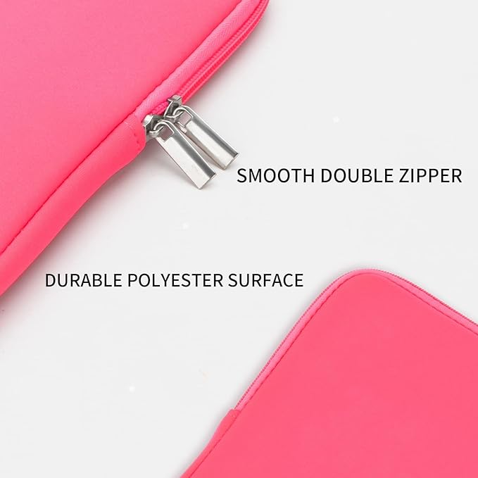 RAINYEAR 16 Inch Laptop Sleeve Protective Soft Case Padded Zipper Cover Specially Compatible with 16" MacBook Pro/Max M1 M2 M3 M4 A2141 A2485 A2780 A2991 A3403 A3186 (Bright Pink, Upgraded Version)