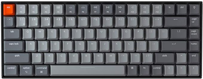 Keychron K2 75% Layout Bluetooth Wireless Mechanical Keyboard K Pro Brown Switch/White LED Backlit/USB C/Anti Ghosting/N-Key Rollover, 84 Keys Gaming Keyboard for Mac Windows-Version 2