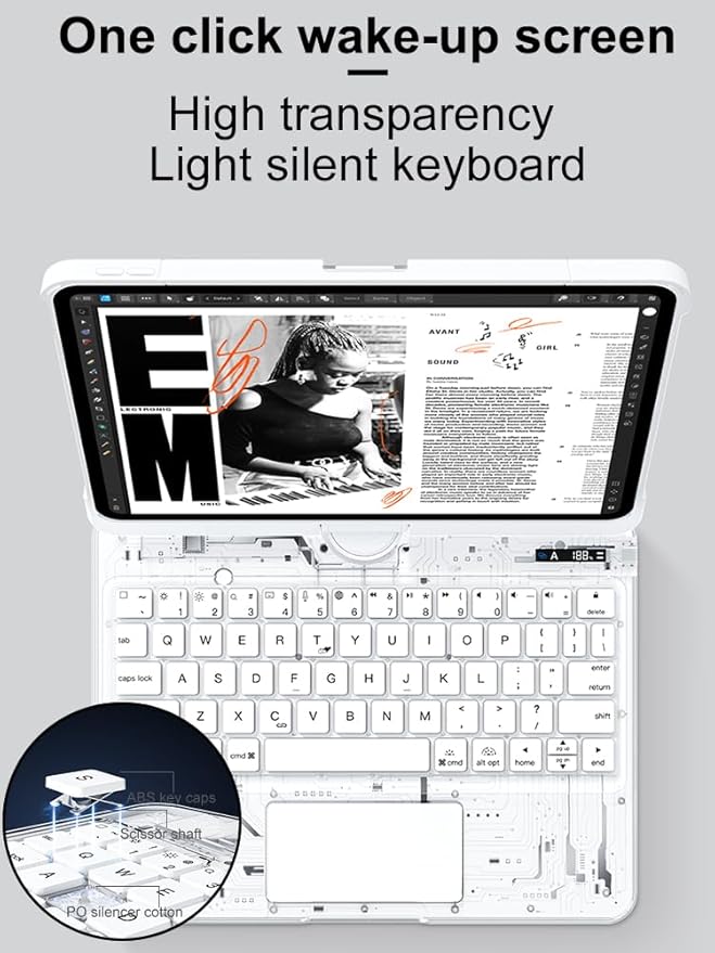 KARTICE Case with Wireless Keyboard Compatible with iPad Pro 11 2024 11 inch, Multi-Touch Trackpad, 7 Color Backlight, 360° Rotating Stand with Pencil Holder for iPad Pro 11, Excludes iPad and Pencil