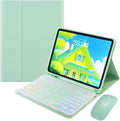 Rainbow Backlit Keyboard Case for iPad Pro 11 inch (M4) 2024 with Mouse and 7 Colors RGB Colorful Backlight Magnetic Detachable Bluetooth Keyboard Cover,Mint Green