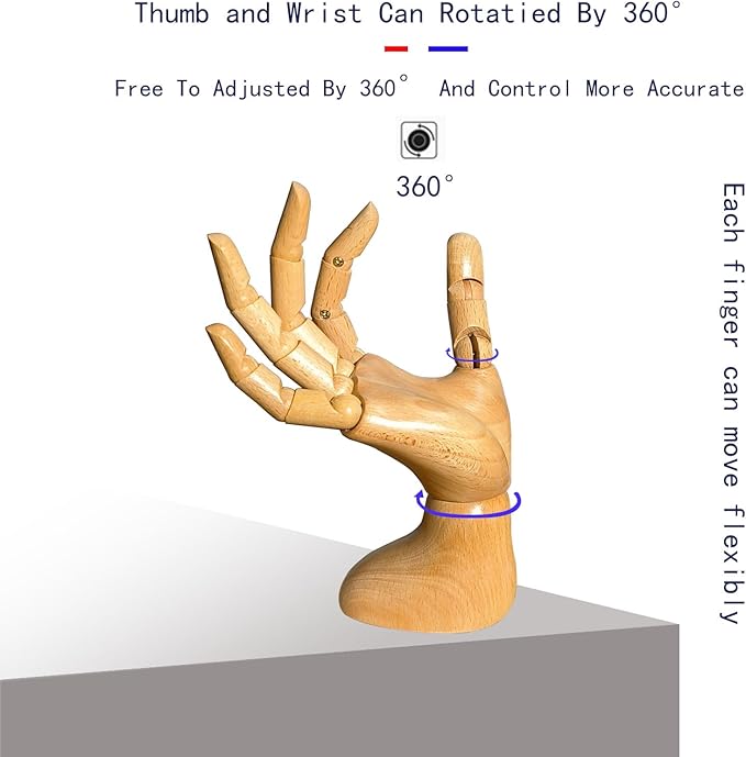 Mannequin,Mannequin Hand,Hand Model,Hand Mannequin for Nails,Drawing Mannequin,Wooden Hand,Wooden Mannequin,Wood Hand,Hand Model for Drawing,Female Hand of Right.
