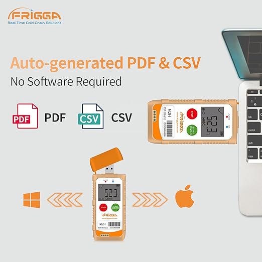 Frigga M2H 5pcs Reusable Temperature Humidity Data Logger USB Digital Temperature Recorder Multi-Use 28800 Points High Accuracy PDF CSV Report