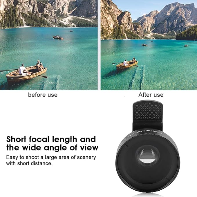 Cell Phone Lens Attachment, 2 in 1 Clip-on Mobile Phone 0.45X Wide Angle + 12.5X Macro Lens HD for Smartphone Close-up Shooting Accessories