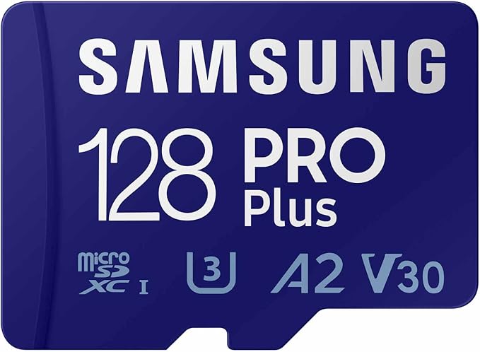 Samsung PRO Plus microSD Memory Card + Adapter, 128GB microSDXC, Up to 180 MB/s, Full HD & 4K UHD, UHS I, C10, U3, V30, A2, for Android Smartphones, Tablets, GoPRO, and DJI Drone (MB MD128SA/AM)