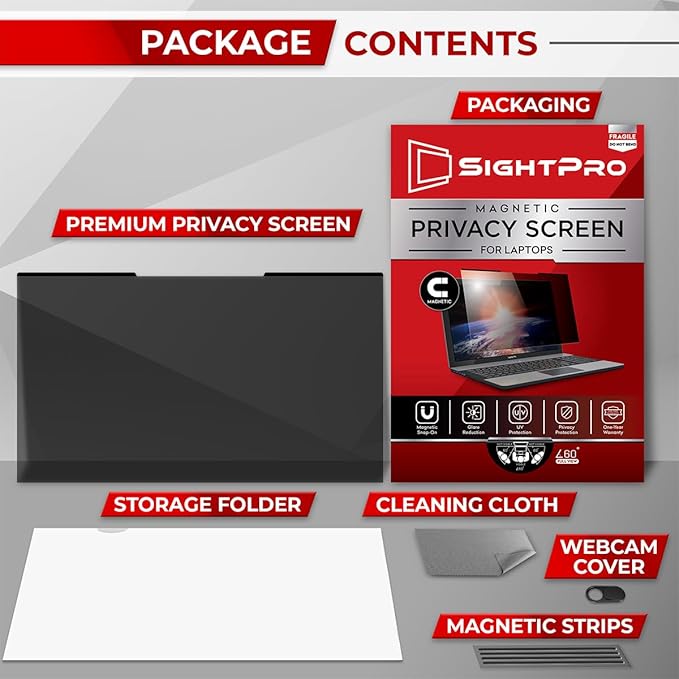 Magnetic Laptop Privacy Screen 13.3 Inch 16:9 - Removable Computer Privacy Filter Shield and Protector