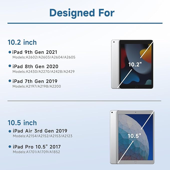 Keyboard Case for iPad 9th/8th/7th Generation 10.2 inch 2021/2020/2019 & ipad Pro 10.5-inch & ipad Air 3 2019-Backlit Detachable keyboard 360° Rotatable Folio Cover with upper pencil holder-(Black)