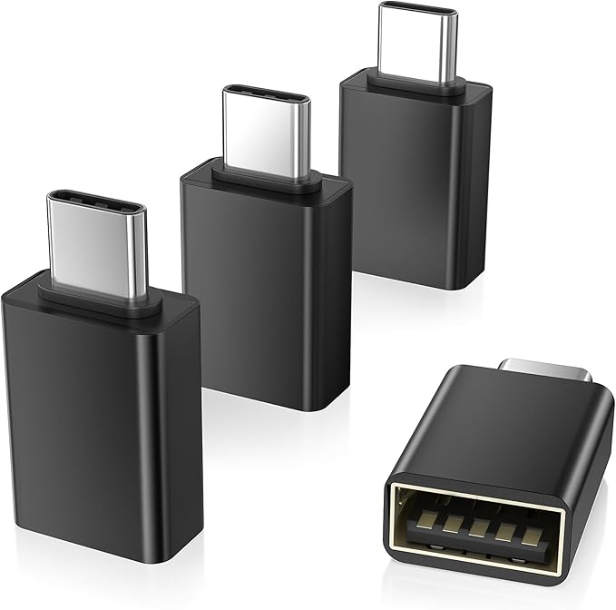 Elebase USB C to USB 3.0 Adapter 4 Pack,Type C Thunderbolt 4 to USB Converter,USBC Adapter for Keyboard,Mouse,Apple iMac,MacBook,iPad Air,Microsoft Surface,Samsung Galaxy S25 S24,Z Fold Flip 7