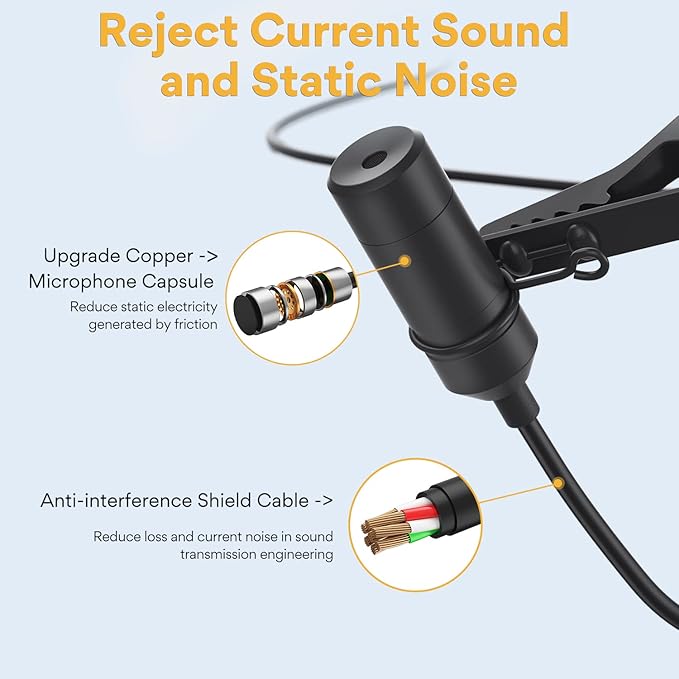 MAONO USB Lavalier Microphone with Headphones Jack, Omnidirectional Computer Lapel Clip Mic for Recording, Gaming, Streaming, Podcasting, YouTube, Skype, PC, Laptop, Mac, AU-UL20