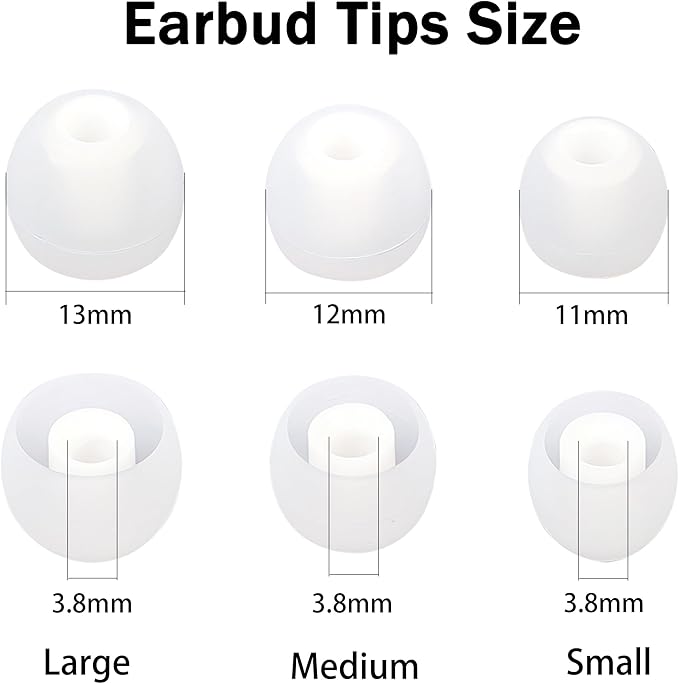 Replacement Earbud Tips Silicone Earbud Covers Fit Most in-Ear Earbuds(Inner Hole 3.8mm -5.1mm) Headphone Eartips Ear Bud Rubber Tips 9 Pairs S M L