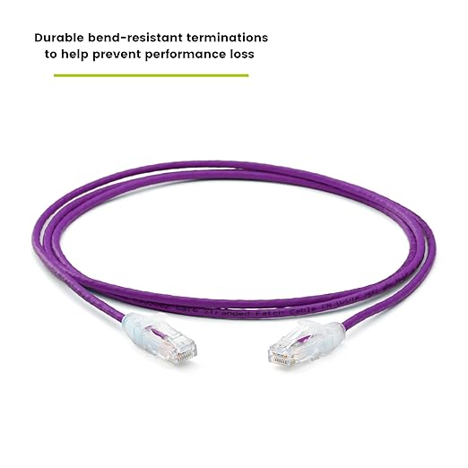 TRUECABLE Cat6 Component Rated Patch Cable, Unshielded (U/UTP), 5ft, Purple, 28AWG Solid Copper, Snagless 10G High-Speed Ethernet Cable, PoE++ 4PPoE 100W, UL Listed, RoHS-3, 1 Pack