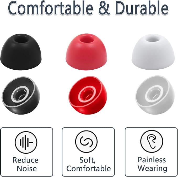 Replacement Silicone Ear Tips for Beats Fit Pro/Studio Buds/Studio Buds+ Headphone, 6 Pairs Earbuds Eartips L/M/S, Eargels Set Fit in Case, Earplug Ear Cap (Red)