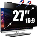 Magnetic Computer Privacy Screen Filter 27 Inch for Frameless Monitor Thin Bezel 16:9 Widescreen, Hanging Removable Anti Blue Light Privacy Filter Protector Eye Protection