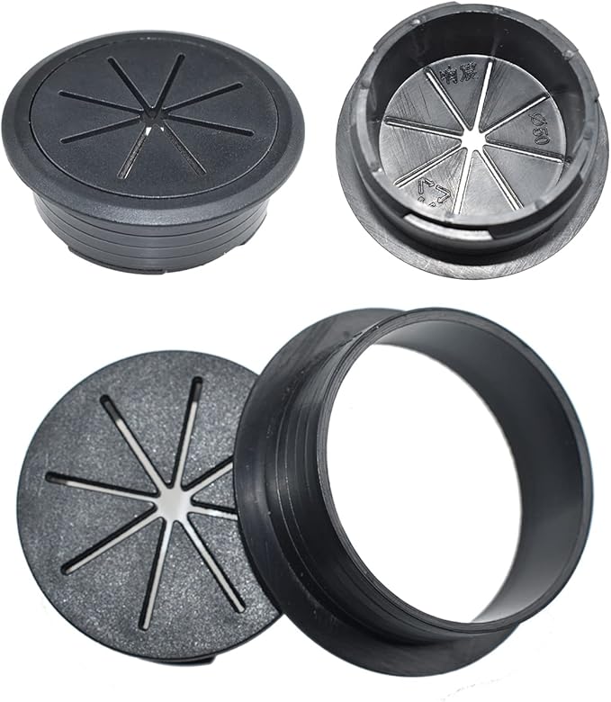 Aifeier ET 2PCS Desk Grommet 2 Inch/50mm Rubber Cable Wire Grommet Cable Hole Cover for Managing and Hiding Office PC Desk Cable Cord (Black)