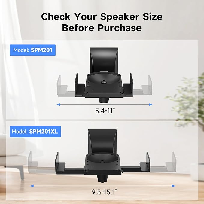 suptek Large Dual Side Clamping Bookshelf Speaker Wall Mounting Bracket for Large Surrounding Sound Speakers, Hold up to 66lbs Black SPM201XL