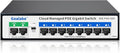 8 Port Gigabit PoE Switch with 2*1000Mbps Uplink, Easy Managed 10 Port Gigabit POE Switch Compatible with IEEE 802.3af/at Devices@120W, AI PoE Auto Recovery&Extend, Vlan, Metal Pluy&Play