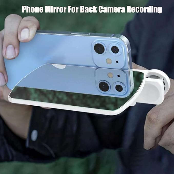 Mirror Effect Lens - Capture Stunning Reflections Instantly,Camera Mirror Reflection Clip for Back Camera Recording, Adjustable Hd Glass Phone Shooting Reflection Mirror (White-Control)