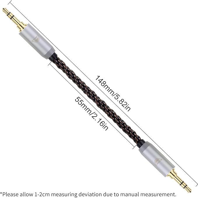 okcsc 4.4MM Male to 3.5MM Male Ultra Short Hifi Audio Cable - OFC Pair Recording Cable - 8-Core Braided Structure - 5.82 inch