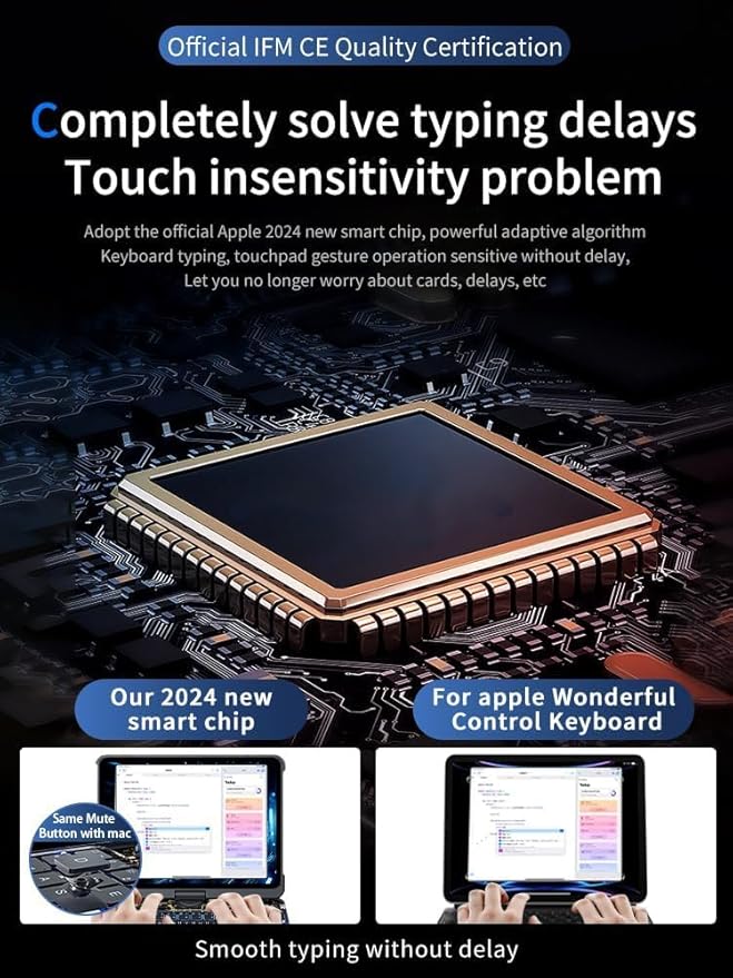 KARTICE Transparent 360 for iPad Keyboard case with Wireless Keyboard for iPad 7/8/9th 10.2 inch, Multi-Touch Trackpad, 7 Color Backlight, 360° Rotating Stand with Pencil Holder