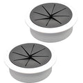 Desk Grommet 2-1/16" (53 mm), Desk Hole Cover for Cables White and Black, Cable Grommet ABS Plastic, Desk Hole Grommet for Office and Home Table Cable, Flexible Cable Cord Organizer-2 Pcs