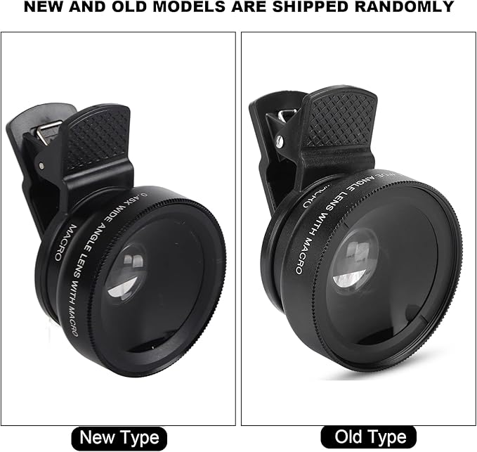 Cell Phone Lens Attachment, 2 in 1 Clip-on Mobile Phone 0.45X Wide Angle + 12.5X Macro Lens HD for Smartphone Close-up Shooting Accessories