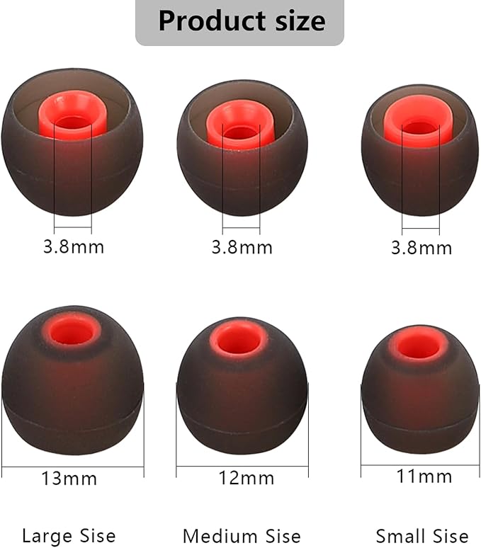 54 PCS Earbud Replacement Tips Silicone Earbud Tips Earbud Covers Fit for in-Ear Headphones (Inner Hole 3.8mm -5.1mm) Earbud Rubber Tips Ear Tips S M L